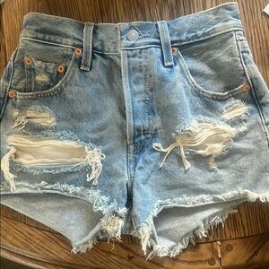Levi's Blue Jean Shorts High-Waisted Distressed 501 Size 24